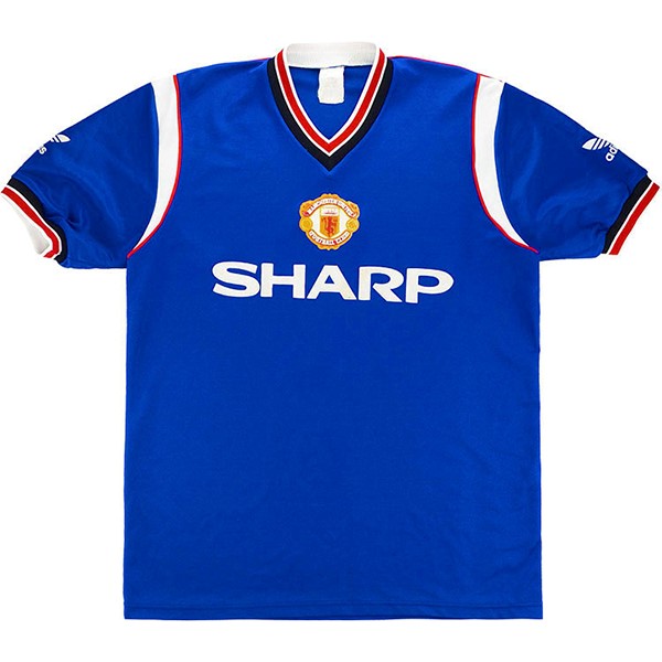 Thailand Trikot Manchester United Ausweich Retro 1984 1986 Blau Fussballtrikots Günstig